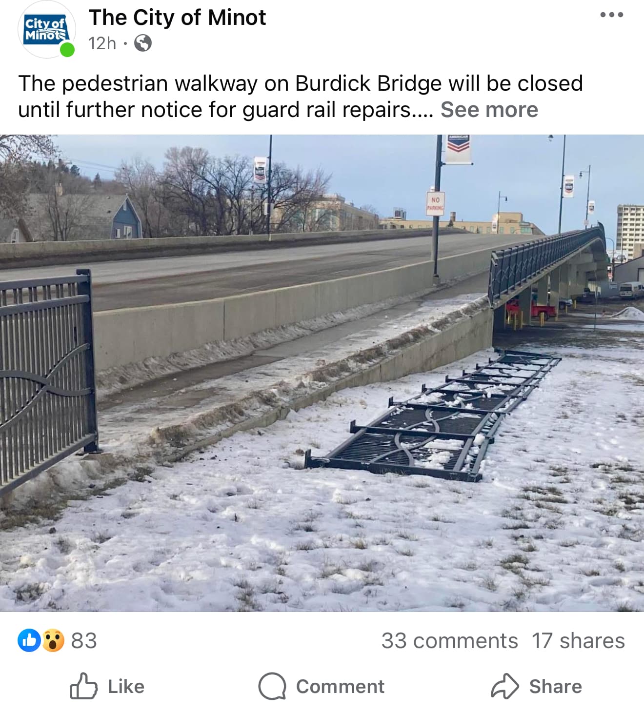 The Bridge on Burdick E Closed to Pedestrians